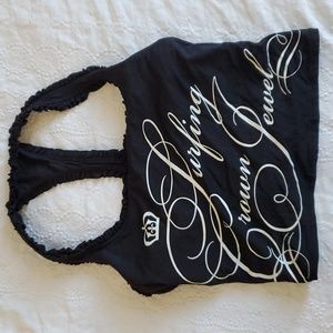 Juicy Couture surfing crown jewel racerback swim top